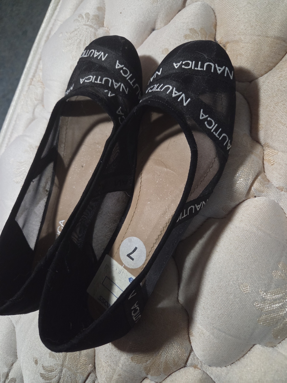 Nautica Black Mesh Logo Ballet Flats